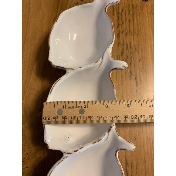 VIETRI Pesce Bianco White Fish Shape 3-part Relish Condiment Dish Cucina Fresca - Picture 3 of 9